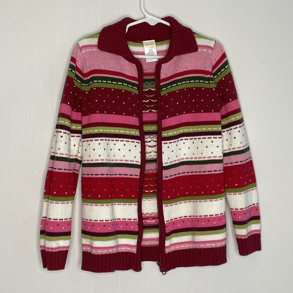 Gymboree Girls Fair Isle Colorful Zip Cardigan Sweater Size S 5-6 - Picture 4 of 10